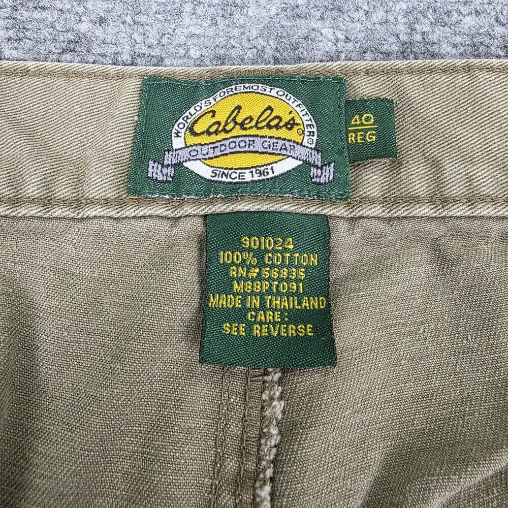 Cabelas Pants Mens 40 Beige Cargo Relaxed Fit Outdoor Casual Utility Workwear